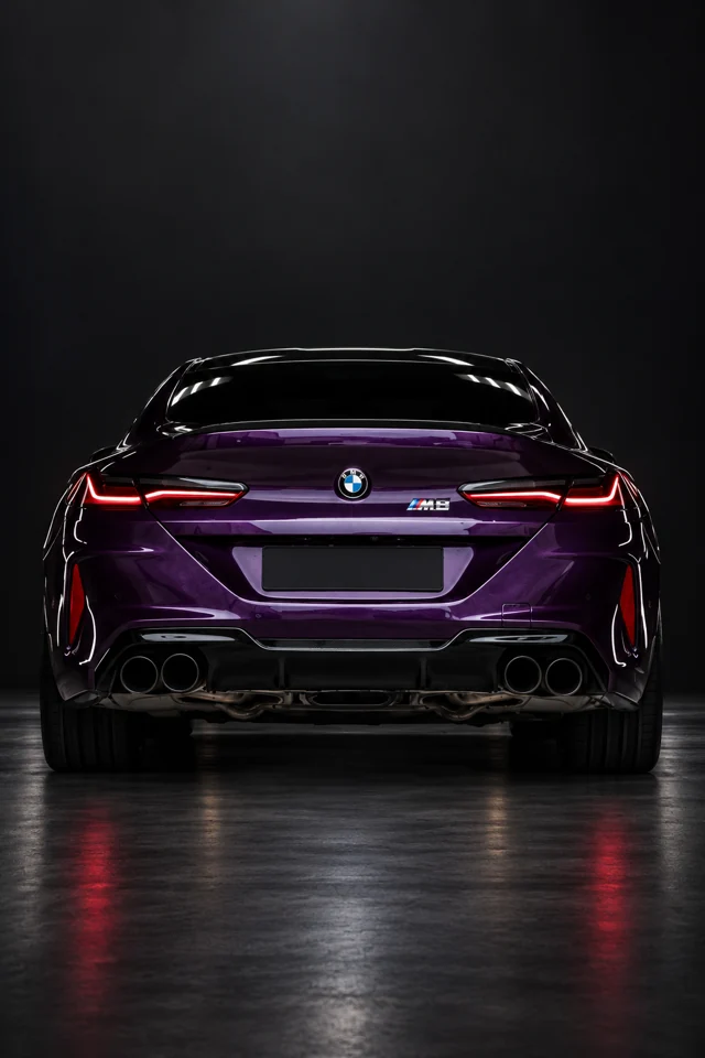 Фиолетовый BMW, вид сзади